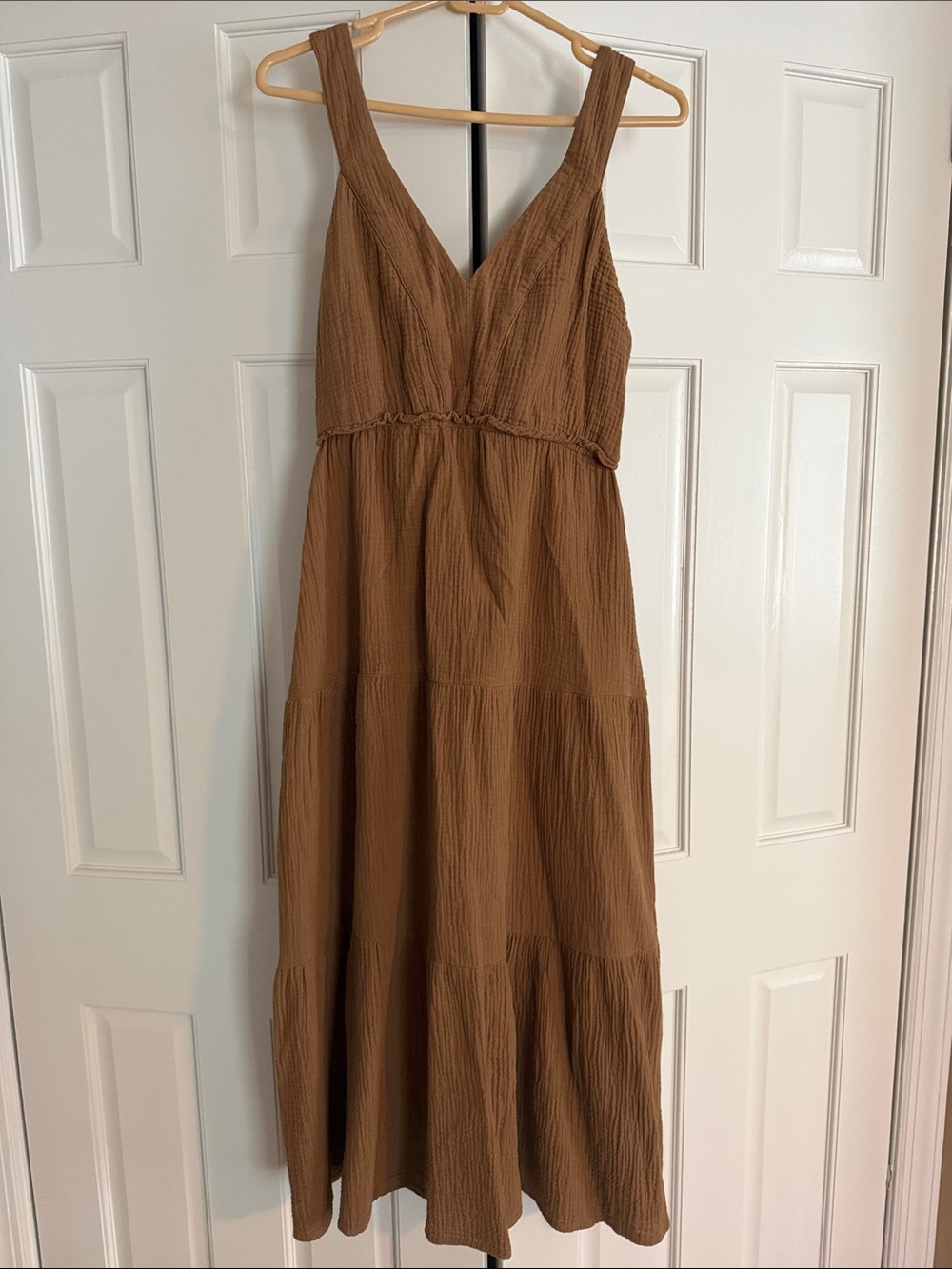 Steve Madden Brown Tiered V-Neck Maxi Dress